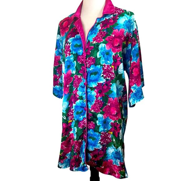 Vintage Victoria’s Secret Gold Label Floral Satin Shirt Button Up M/L 90’s - Picture 1 of 8